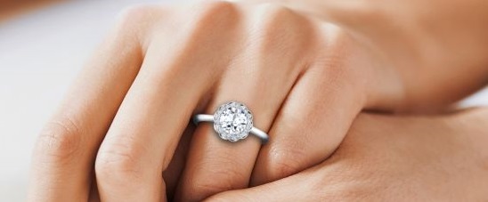 Diamond Ring on Finger